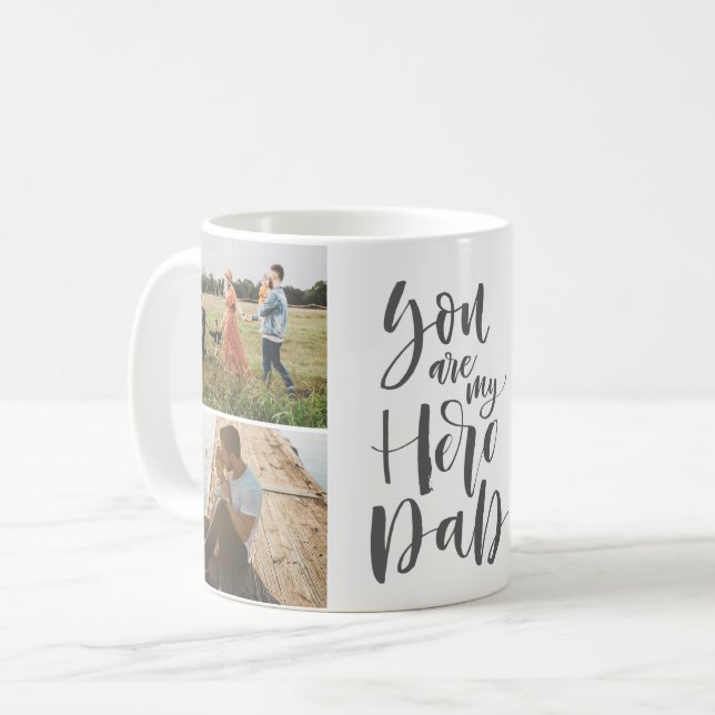 You are My Hero Dad Father's Photo Collage Coffee Mug (Front Left)
