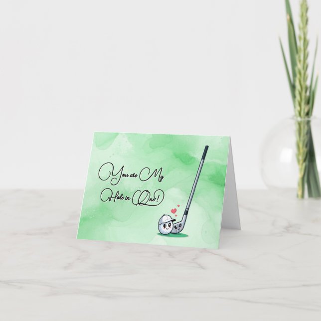 You are My Hole in One Cute Golf Love Card (Front)