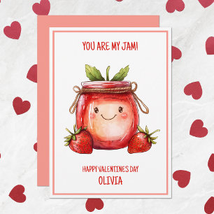 You Are My Jam Cute Strawberries Kids Valentine Holiday Card