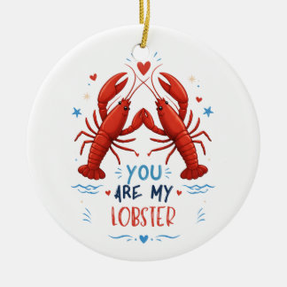 You Are My Lobster Cute Nautical Love Couple Quote Ceramic Tree Decoration