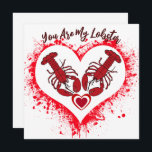 You Are My Lobster Funny Love Anniversary Card<br><div class="desc">Celebrate your one-of-a-kind love with this funny and romantic "You Are My Lobster" anniversary card, perfect for your husband, wife, boyfriend, or girlfriend. This cute lobster card is ideal for engagement, an anniversary, or just to say “I love you.” Featuring a charming lobster design with heartfelt words, it’s a sweet...</div>