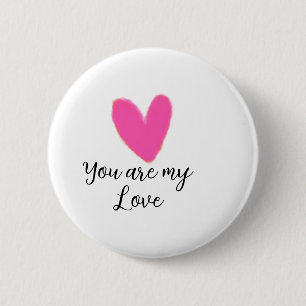 you are my love pink red heart watercolor kidretro 6 cm round badge