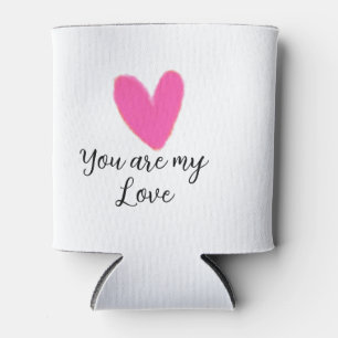 you are my love pink red heart watercolor kidretro can cooler