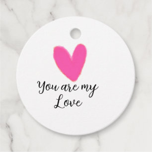 you are my love pink red heart watercolor kidretro favour tags