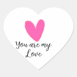 you are my love pink red heart watercolor kidretro heart sticker