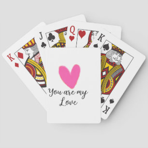 you are my love pink red heart watercolor kidretro playing cards