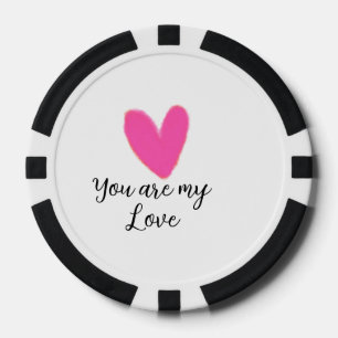 you are my love pink red heart watercolor kidretro poker chips