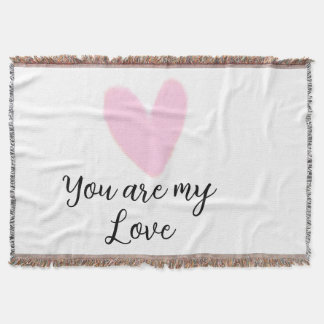 you are my love pink red heart watercolor kidretro throw blanket