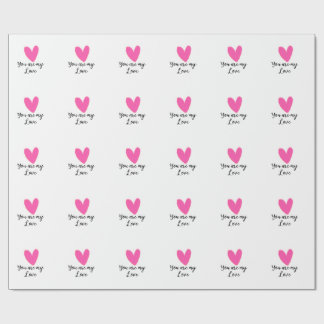 you are my love pink red heart watercolor kidretro wrapping paper
