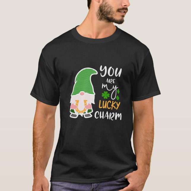 You Are My Lucky Charm St Patricks Day Gnome T-Shirt (Front)