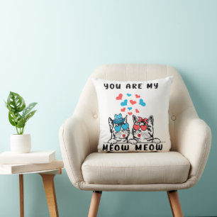 You Are My Meow Meow Couple Cat Valentine's Day Cushion