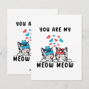 You Are My Meow Meow Couple Cat Valentine's Day Holiday Card