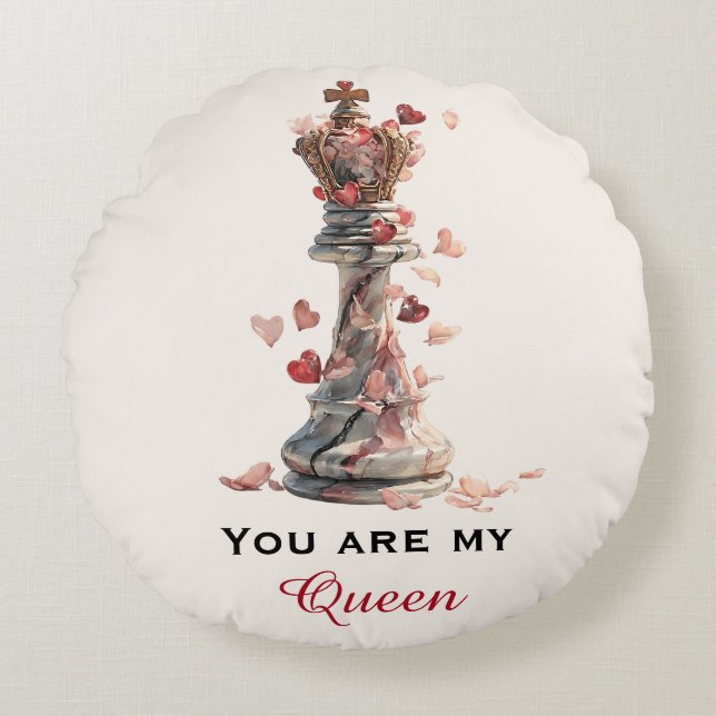 You Are My Queen Chess Valentine's Day Round Cushion (Front)