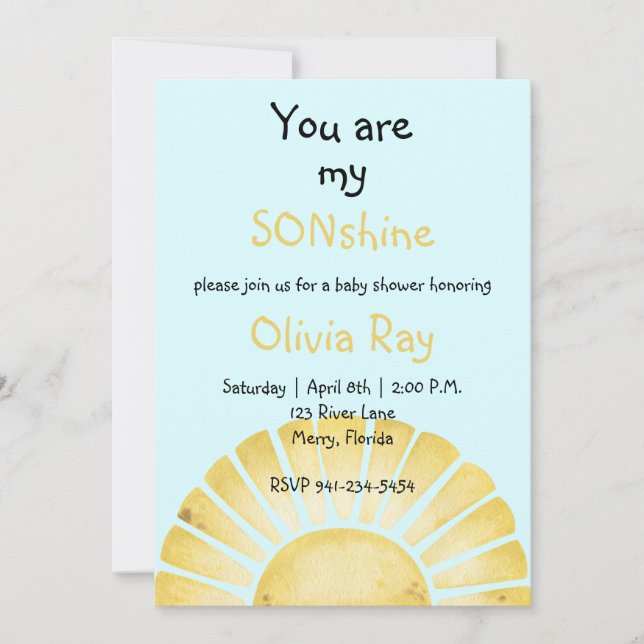 You are my Sonshine baby shower Invitation (Front)