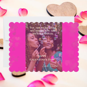 You Are My Soul Sister Galentine's Day Photo Pink Holiday Card