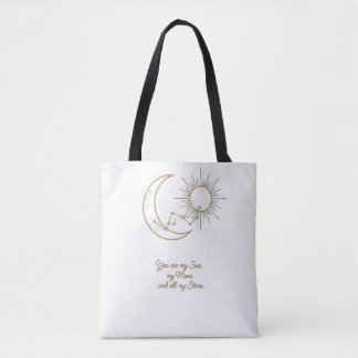 You are my Sun Moon and Stars Tote Bag - Elegant