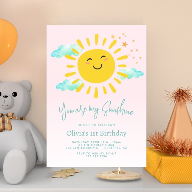 You Are My Sunshine 1st Birthday Party  Invitation (Creator Uploaded)