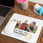 You are my sunshine 3 photos Name Date Mouse Mat<br><div class="desc">Make your own 3 photo grid canva print. Perfect for family and kids pictures,  with the quote "You are my sunshine" displayed on the bottom with a hand drawn sunshine.</div>