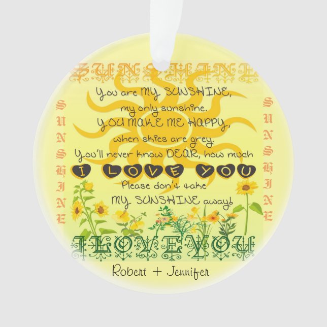 You are My Sunshine add a Name Ornament (Front)