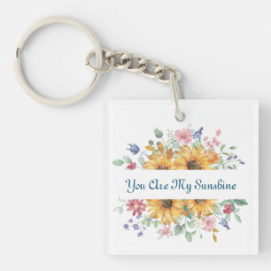 You Are My Sunshine and Sunflower Quote Key Ring