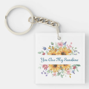 You Are My Sunshine and Sunflower Quote Key Ring