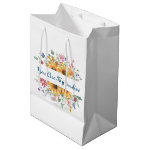 You Are My Sunshine and Sunflower Quote Medium Gift Bag