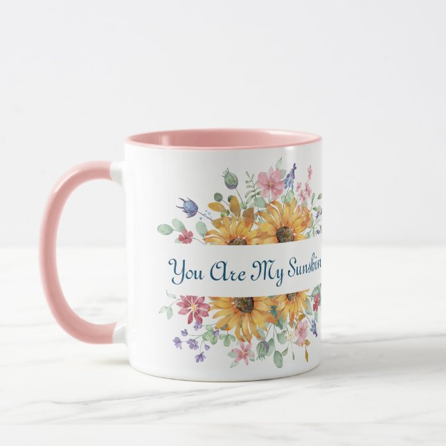 You Are My Sunshine and Sunflower Quote Mug (Left)