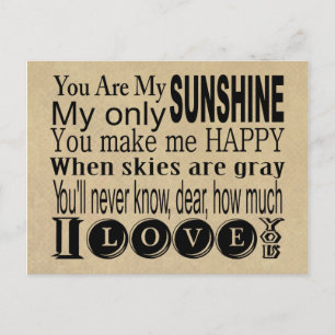You Are My Sunshine Apparel and Gifts Postcard