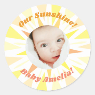You are my Sunshine Baby Announcement Classic Round Sticker