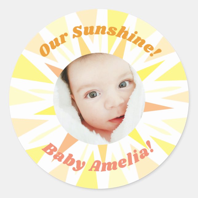 You are my Sunshine Baby Announcement Classic Round Sticker (Front)