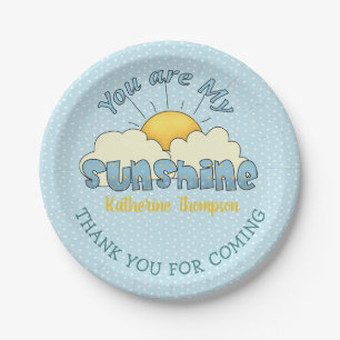 You Are My Sunshine Baby Boy Shower  Paper Plate