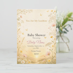 You Are My Sunshine Baby Girl Shower Invitation
