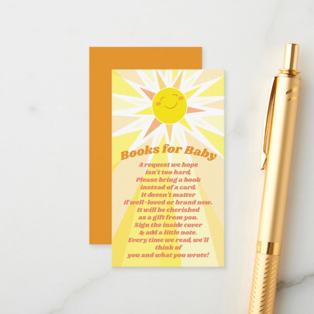 You are my Sunshine Baby Shower Books for Baby Enclosure Card (Front/Back In Situ)