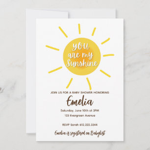 You Are My Sunshine Baby Shower Invitation