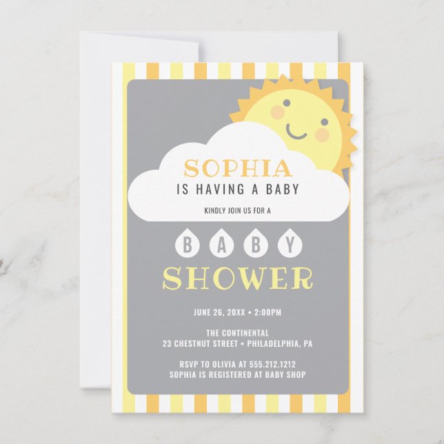 You Are My Sunshine Baby Shower Invitation Card (Front)