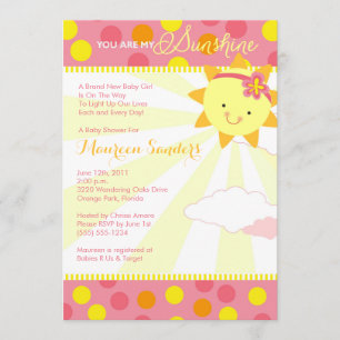 You Are My Sunshine Baby Shower Invitations - Girl