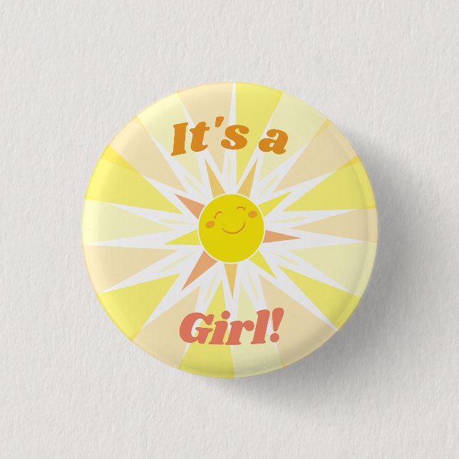 You are my Sunshine Baby Shower It's a Girl 3 Cm Round Badge (Front)