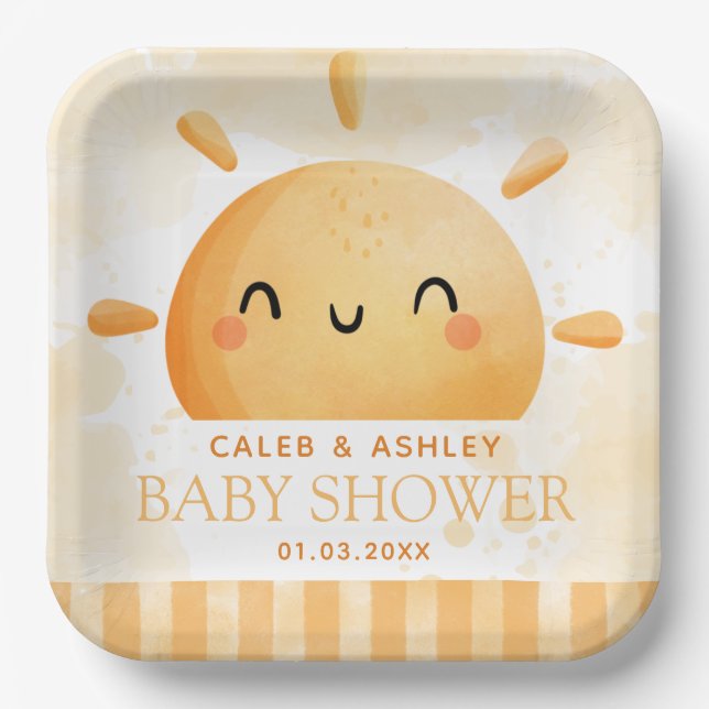 You Are My Sunshine Baby Shower Paper Plates (Front)
