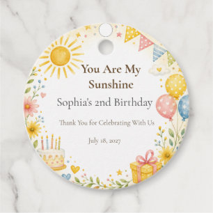 You Are My Sunshine Birthday Favour Tags