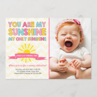 You are my sunshine birthday invitation Girl