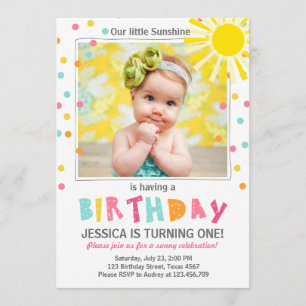 You are my sunshine birthday invitation Girl