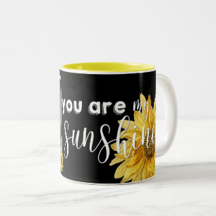 "You Are My Sunshine " Bright Sunflower Photo Two-Tone Coffee Mug