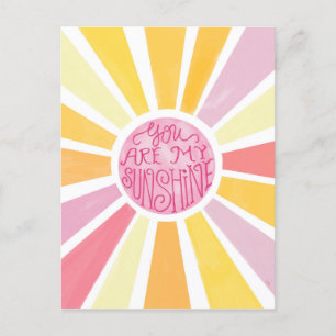 You Are My Sunshine Bright Watercolor Baby Gift Postcard