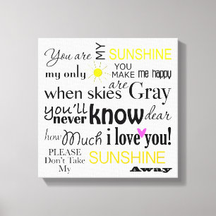 You are my Sunshine Canvas Word Art