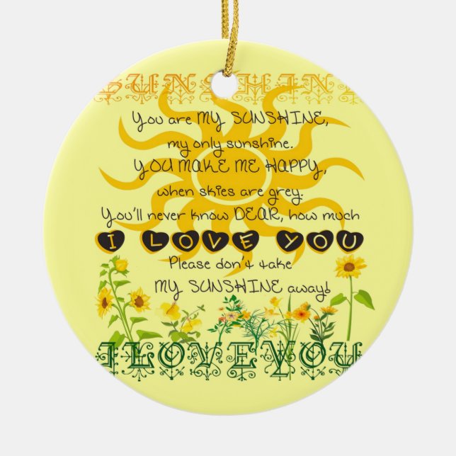 You are my sunshine... ceramic tree decoration (Front)