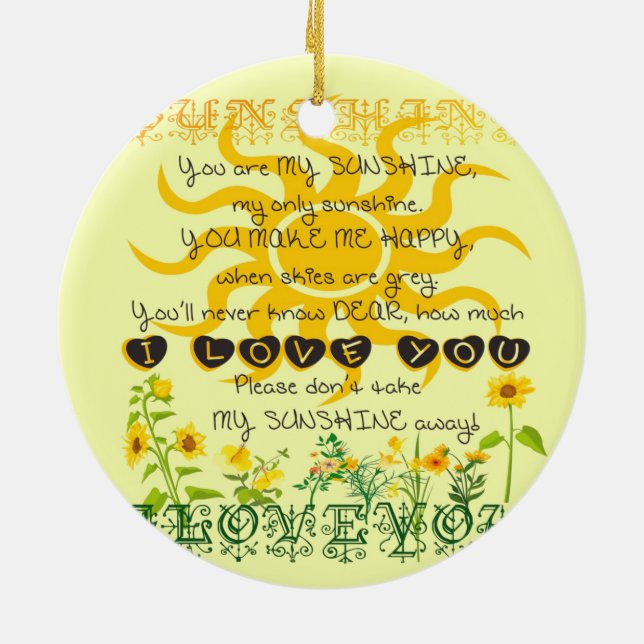 You are my sunshine... ceramic tree decoration (Back)