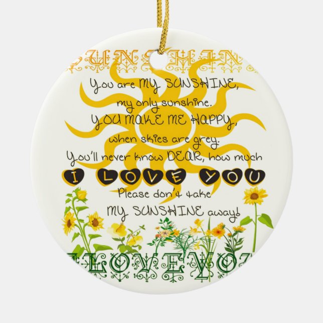 You are my sunshine. ceramic tree decoration (Front)