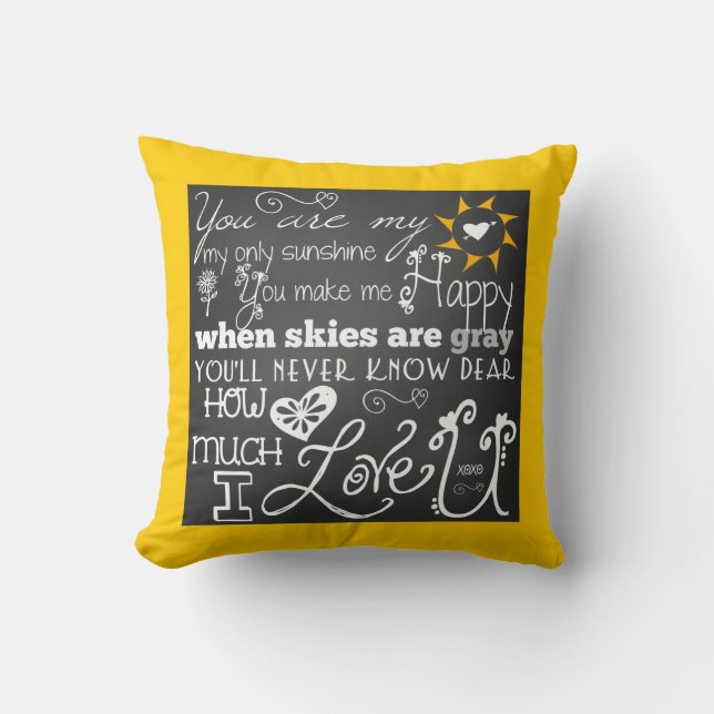 You Are My Sunshine Chalkboard Look Pillow (Front)