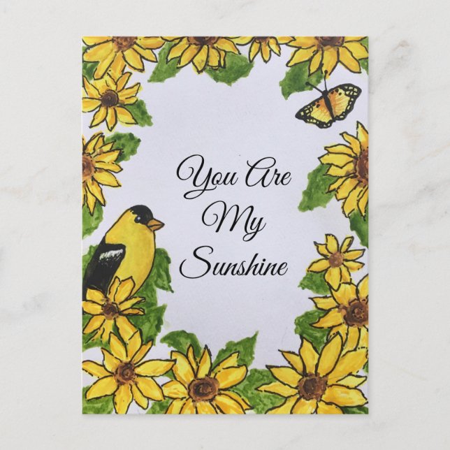 You Are My Sunshine Cheerful Thankful Flowers Postcard (Front)