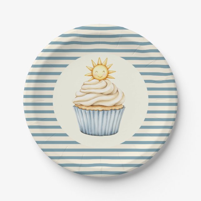 You Are My Sunshine Cupcake Baby Shower  Paper Plate (Front)